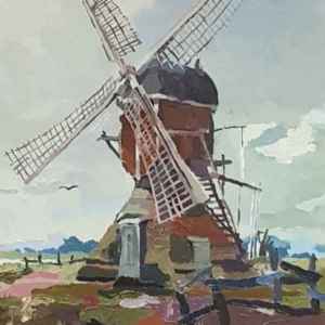 Картина с маслени бои на платно, мотив, нидерландска мелница,  собствено производство – репродукция