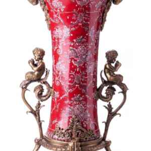 Бронзова порцеланова ваза със ангели, нова внос от Германия