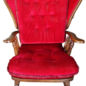 Кресло от дъб с червена дамаска,  внос от Нидерландия