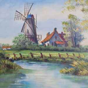 Картина с маслени бои на платно от известен нидерландски художник  Willy, 20th century внос от Нидерландия.