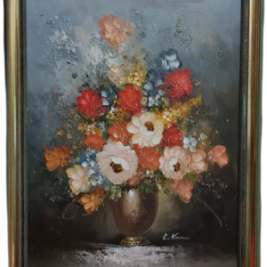 Картина с маслени бои на платно от известен нидерландски художник L. Kern – flowers,  20 century,  внос от Нидерландия.