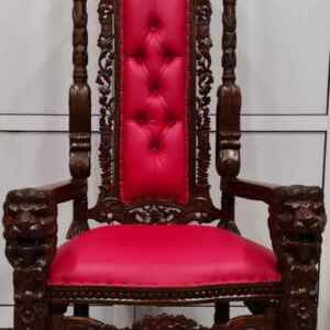 Кралски стол  ( King Chair) ръчна изработка,  дърворезба от махагоново дърво с еко кожа внос от Индонезия.