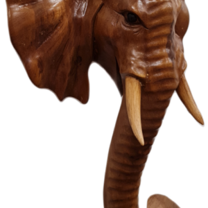 Стенна нова декорация на слонска глава, ръчна изработка от махагоново дърво внос от Индонезия.