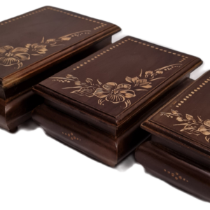 Комплект на кутии с капак за бижута в три размера от тиково дърво, ръчна изработка внос от Индонезия.