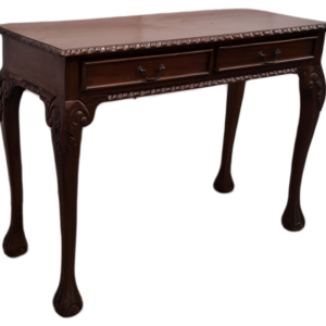 Конзолна маса в стил Чипъндейл с две чекмеджета от махагоново дърво внос от Индонезия.