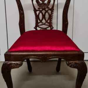 Нов трапезен стол в стил Чипъндейл, ръчно резбован от махагоново дърво – дамаска внос от Индонезия. ОЧАКВА СЕ ДОСТАВКА!