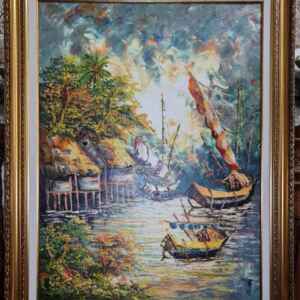 Картина с маслени бои на платно – Indonesian landscape внос от Индонезия.