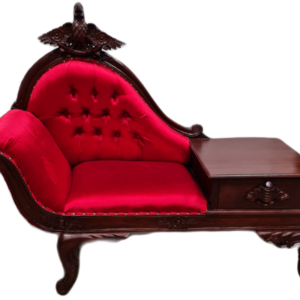 Нов единичен диван с поставка и чекмедже,  дърворезба с мотив – орел, от махагоново дърво внос от Индонезия.